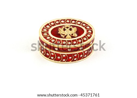 Red casket with incrustation