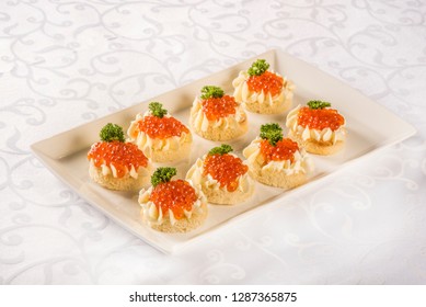 Canapés With Red Caviar 