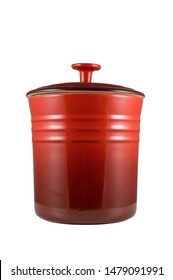 Red Ceramic Cookie Jar With Lid