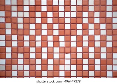 red ceramic mosaic using in pool background
