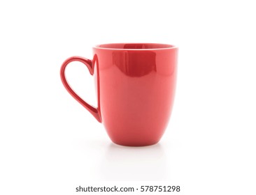 Red Ceramic Mug On White Background