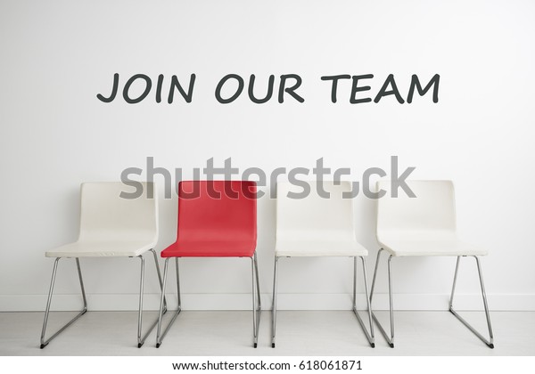 Red Chair Interior Text Wall Join Business Finance