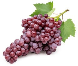Red Champagne Grapes Isolated On White Background, Bunch Of Fresh Red Juicy Champagne Grapes Isolated On White With Work Path.