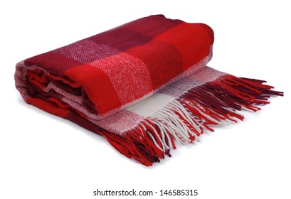 Red Checkered Blanket On A White Background