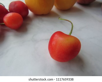 red cherry on a table