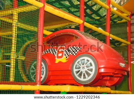 Red children machine, game room, playground, children games, children car, children party,  plastic machine, car model
