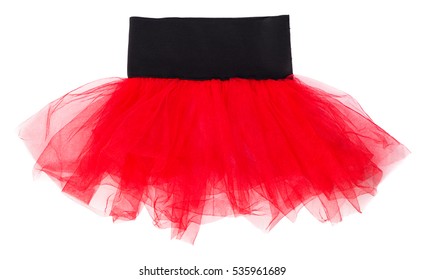 Red children's tulle skirt isolated on white background
