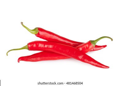 Red Chili Or Chilli Cayenne Pepper Isolated On White Background