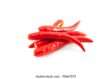 Red Chilli (stalk Off) On White Background