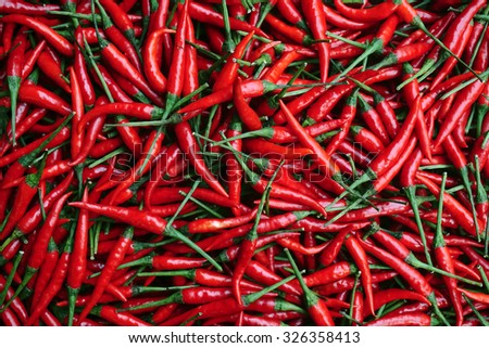Red Chillies Background,Selective focus                               