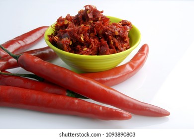 Red Chillies Chutney In A Bowl