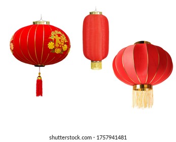 red chinese lanterns for holiday and festival decoration , isolated on white background - image  - Powered by Shutterstock