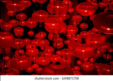 red and black paper lanterns