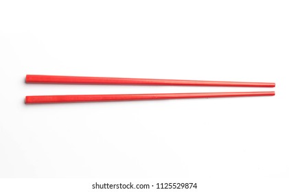 red chopsticks isolated on white background