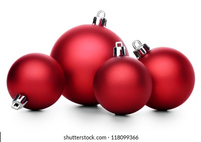 Red Christmas Ball Isolated On White Background