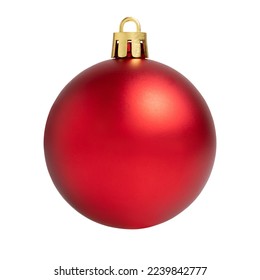 Red Christmas ball isolated on white background.