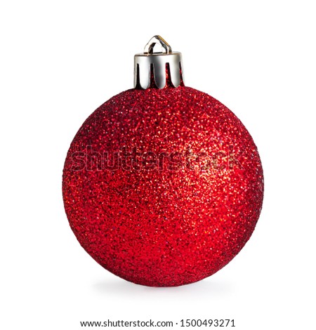Red  Christmas ball isolated on white background. Close up. Traditional Xmas and Happy New Year  Symbol.