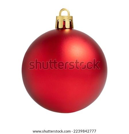 Red Christmas ball isolated on white background.