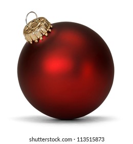 Red Christmas Ball Over White Background