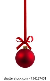 Red Christmas Bauble Hanging On Ribbon Stock Photo 754127431 | Shutterstock