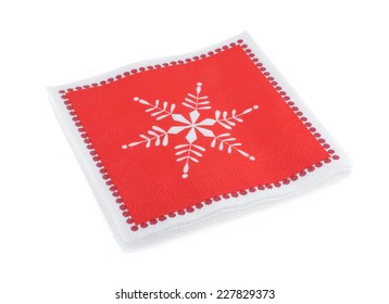 Red Christmas Or Festive Paper Napkins Aka Serviettes, Isolated