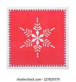 Red Christmas Or Festive Paper Napkins Aka Serviettes, Isolated Clipping Path