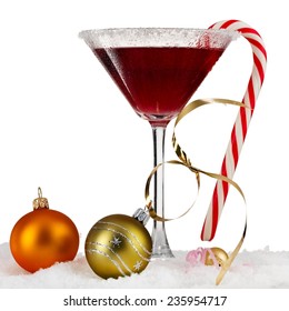 Red Christmas Martini With Lollipop