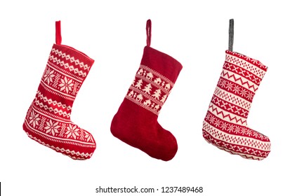 Red Christmas Stocking Isolated Over White Background