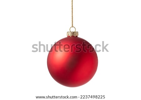 Red Christmas tree ball isolated on white background. Christmas bauble decoration