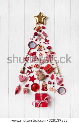 Red Christmas Tree Of A Collection Small Pieces For Decoration Red Christmas Tree Of A Collection Small Pieces For Decoration