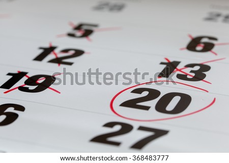 Red Circle Marked On Calendar X Stock Photo (Edit Now) 368483777 ...