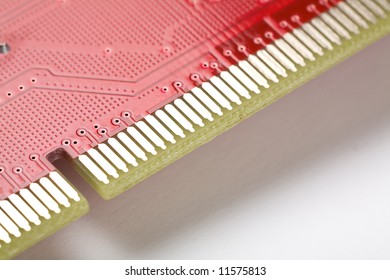 Red Circuit Board close up shot for background
