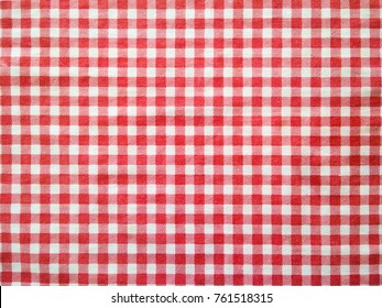 Red Classic Checkered Table Cloth Texture.