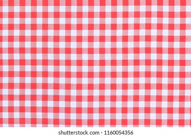 Red Classic Checkered Tablecloth Texture Background Stock Photo