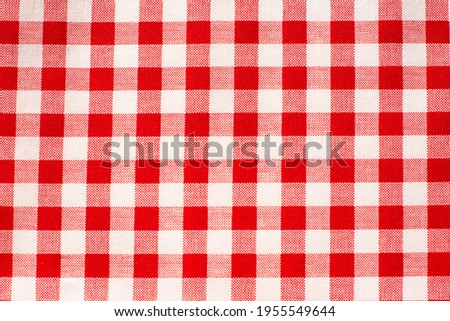 Red classic checkered tablecloth texture, copy space