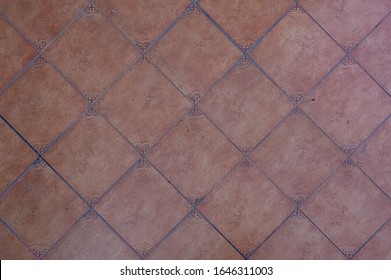 Red clay mosaic patterned tiles
