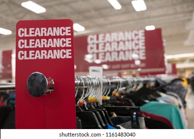 Red Clearance Sale Sign In Retain Store