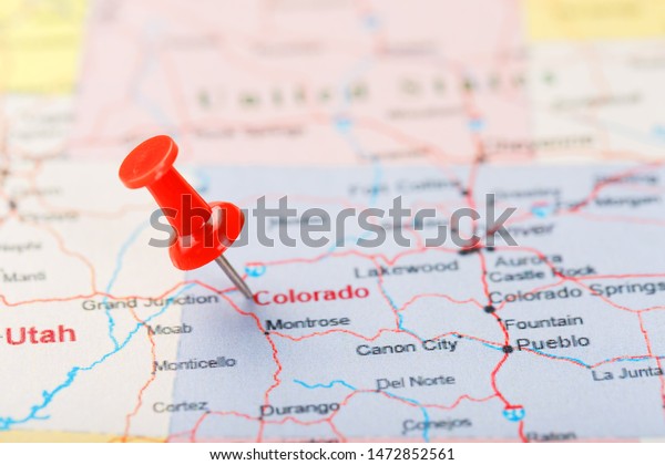 Red Clerical Needle On Map Usa Stock Photo Edit Now 1472852561