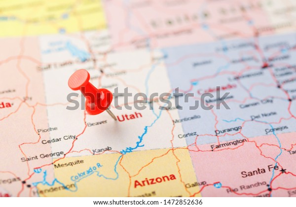 Red Clerical Needle On Map Usa Stock Photo Edit Now 1472852636