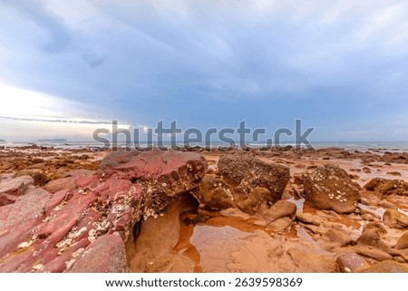 Red cliffs beach or Pha Daeng Beach at Bang Saphan Noi District in Prachuap Khiri Khan Province, Southern Thailand