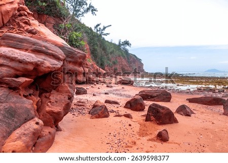 Red cliffs beach or Pha Daeng Beach at Bang Saphan Noi District in Prachuap Khiri Khan Province, Southern Thailand