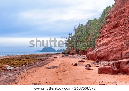 Red cliffs beach or Pha Daeng Beach at Bang Saphan Noi District in Prachuap Khiri Khan Province, Southern Thailand
