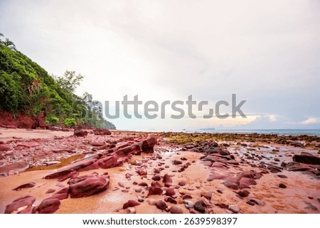 Red cliffs beach or Pha Daeng Beach at Bang Saphan Noi District in Prachuap Khiri Khan Province, Southern Thailand