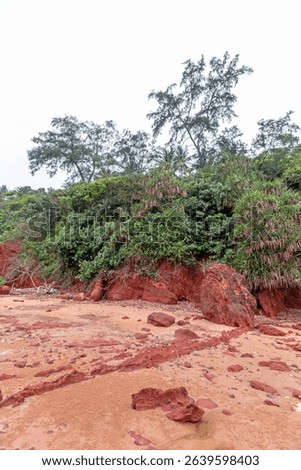 Red cliffs beach or Pha Daeng Beach at Bang Saphan Noi District in Prachuap Khiri Khan Province, Southern Thailand