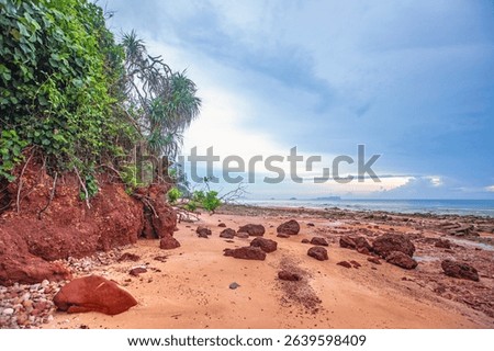 Red cliffs beach or Pha Daeng Beach at Bang Saphan Noi District in Prachuap Khiri Khan Province, Southern Thailand