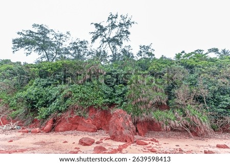 Red cliffs beach or Pha Daeng Beach at Bang Saphan Noi District in Prachuap Khiri Khan Province, Southern Thailand