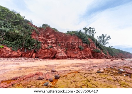 Red cliffs beach or Pha Daeng Beach at Bang Saphan Noi District in Prachuap Khiri Khan Province, Southern Thailand