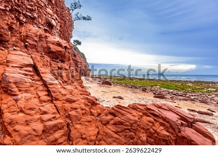 Red cliffs beach or Pha Daeng Beach at Bang Saphan Noi District in Prachuap Khiri Khan Province, Southern Thailand