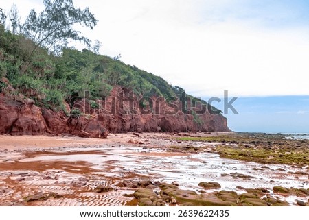 Red cliffs beach or Pha Daeng Beach at Bang Saphan Noi District in Prachuap Khiri Khan Province, Southern Thailand