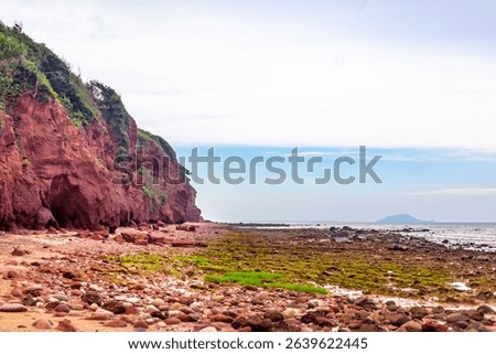 Red cliffs beach or Pha Daeng Beach at Bang Saphan Noi District in Prachuap Khiri Khan Province, Southern Thailand